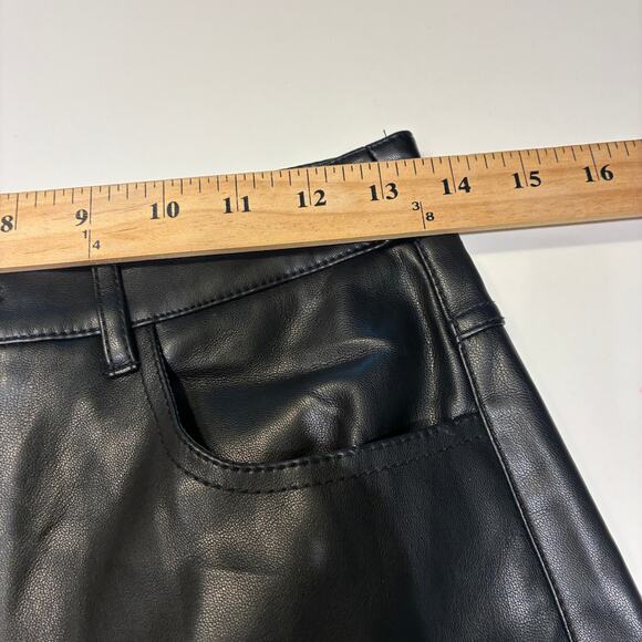 Mango Black Faux Leather Flared Trousers Sz 4 - Picture 12 of 15